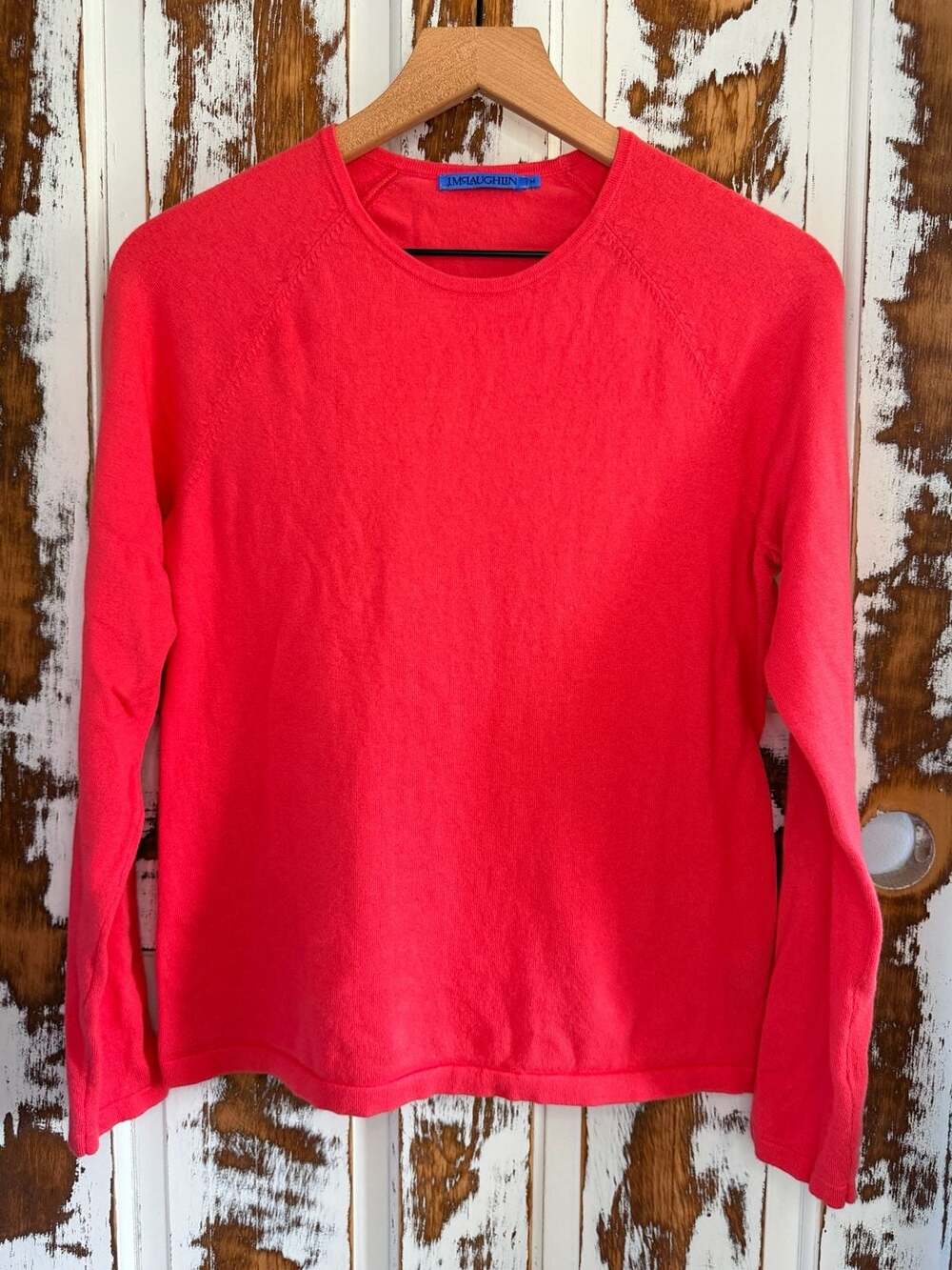 J.McLaughlin Women's Long Sleeve Cotton Blend Knit Pullover Sweater Coral Size M